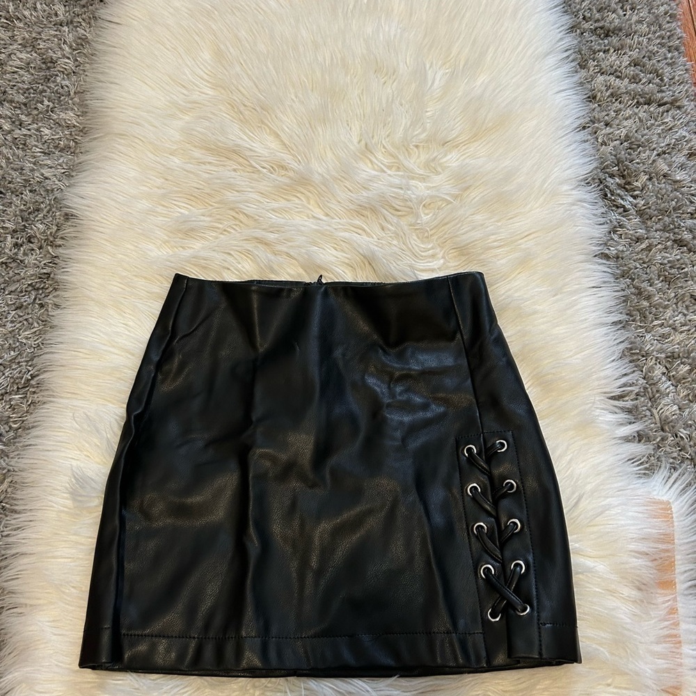 Black Faux Leather Mini Skirt